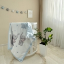 Paturica bebe Elefanti din bumbac si velur cu pilota (1)